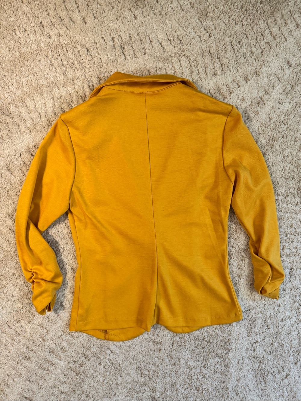 Auline Collection mustard yellow ruched 3/4 sleeve women's blazer - Picture 4 of 4